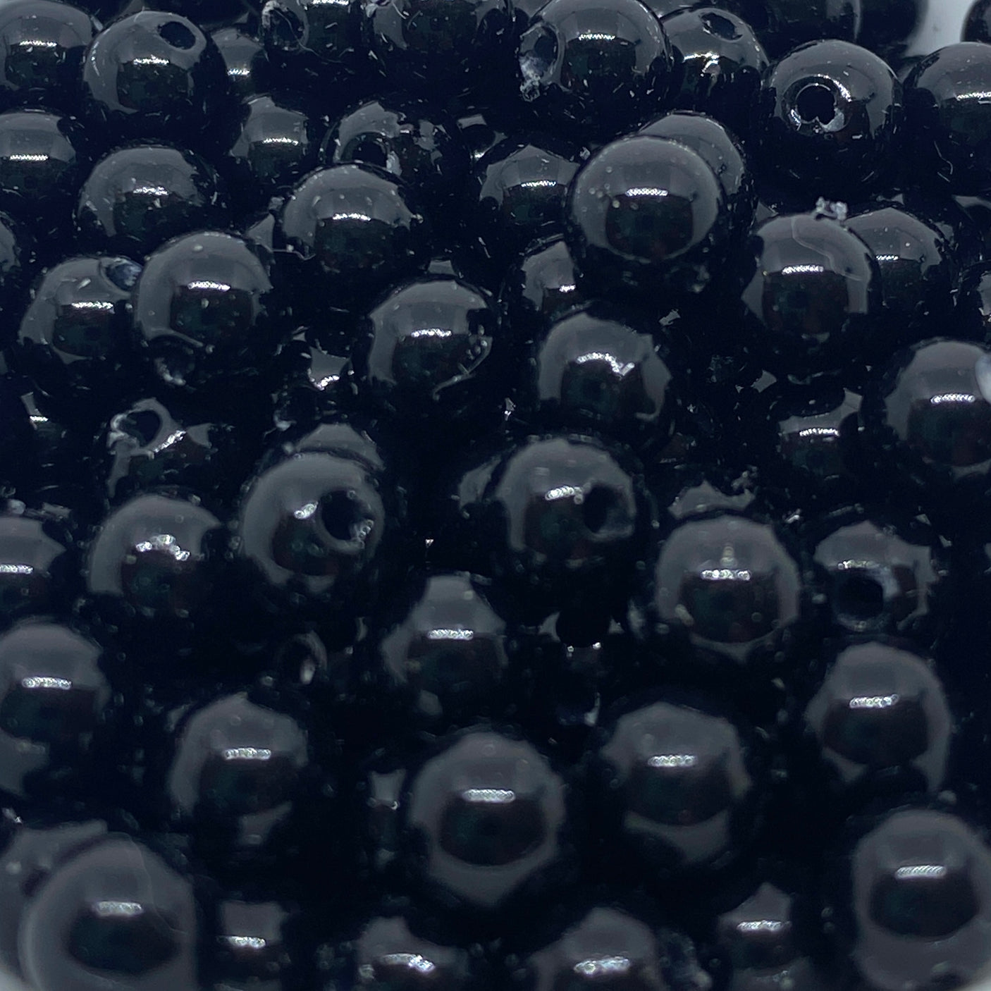 6mm Round Vintage Lucite Beads (50) - Black