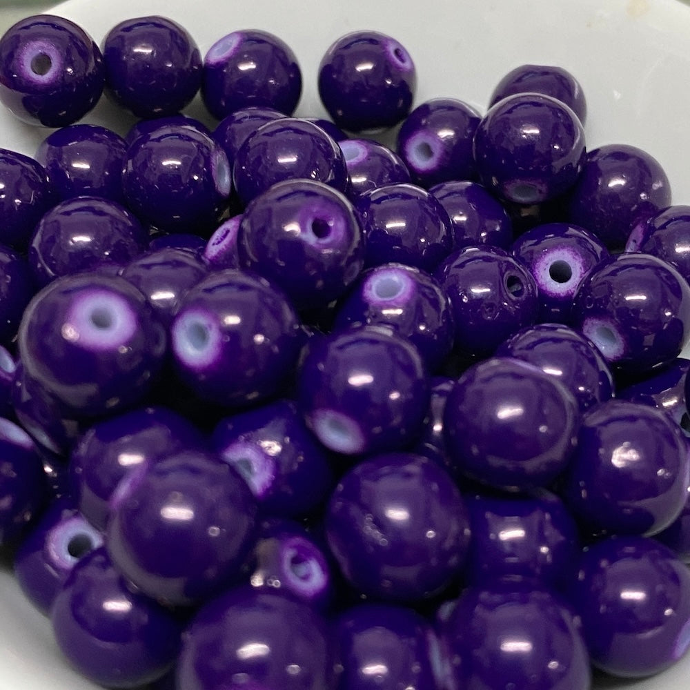 8mm (108) - Purple Opaque - Round Glass Bead