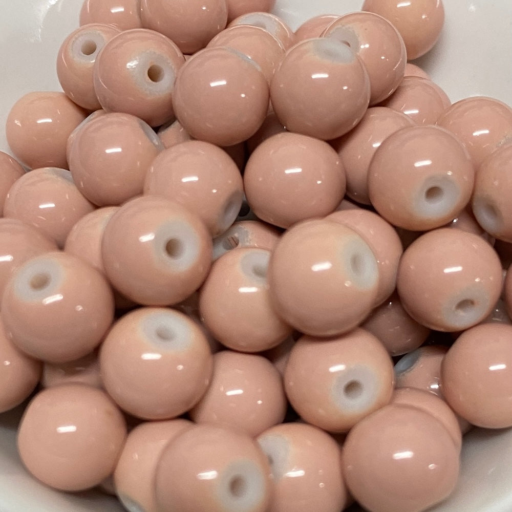 8mm (108) - Dusky Pink Opaque - Round Glass Bead