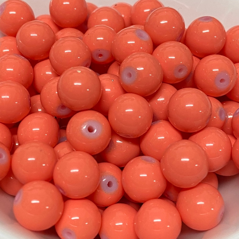 8mm (115) - Coral Opaque - Round Glass Bead