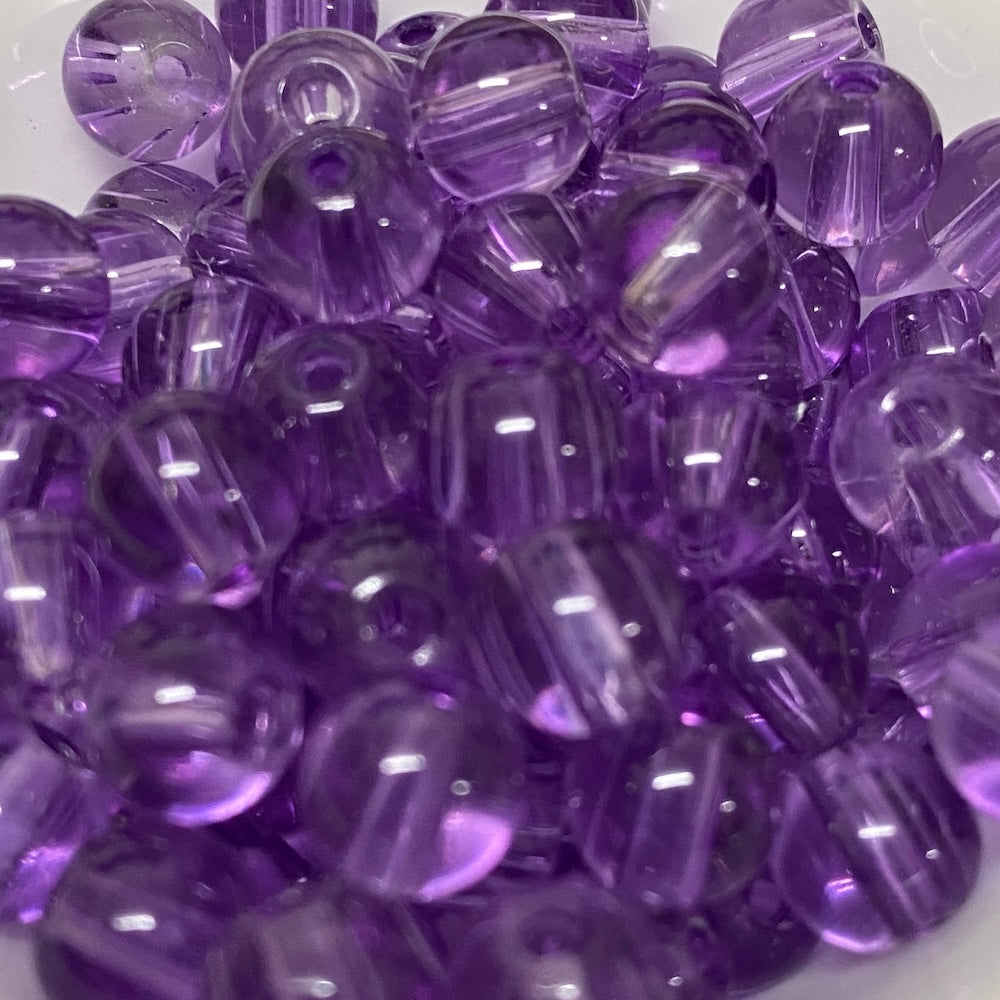 8mm (115) - Light Purple Transparent - Round Glass Bead