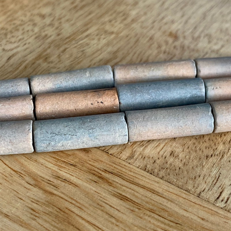 22mm Tube (43cm Strand) - Raw Clay Hand Made Vintage Beads