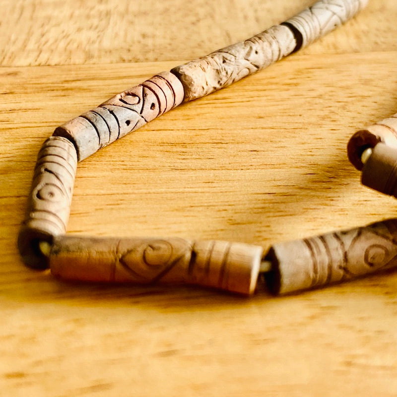 18~22mm Tube (48cm Strand) - Raw Clay Hand Made Vintage Beads