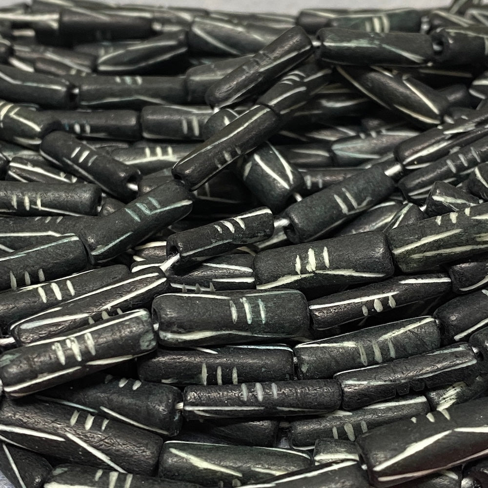18-20mm Bone Beads - Black - Tube - (1 Strand)