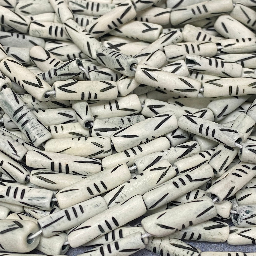 18-20mm Bone Beads - White - Tube - (1 Strand)