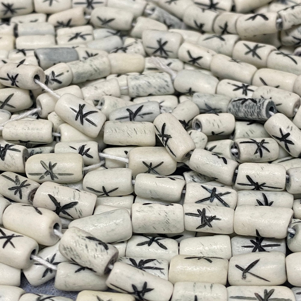 10mm Bone Beads - White - Tube - (1 Strand)