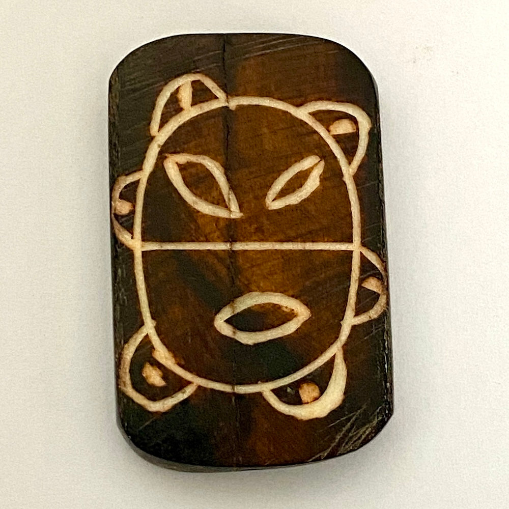 Puerto Rican Tribal Art Taino Bead (1) - Bone - Sun God - Brown