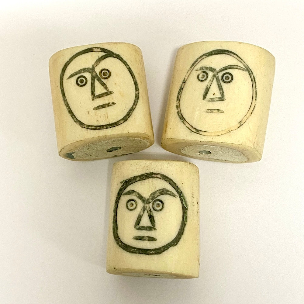 Moon Face Bead (1) - Bone