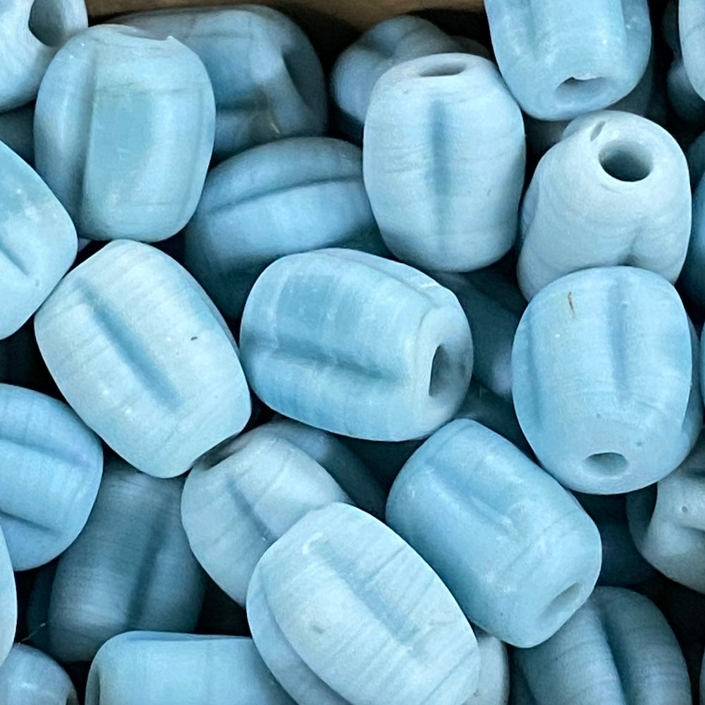 Melons - Duck Egg Blue Matte Opaque - Java Glass Lampwork Beads - (1 strand)