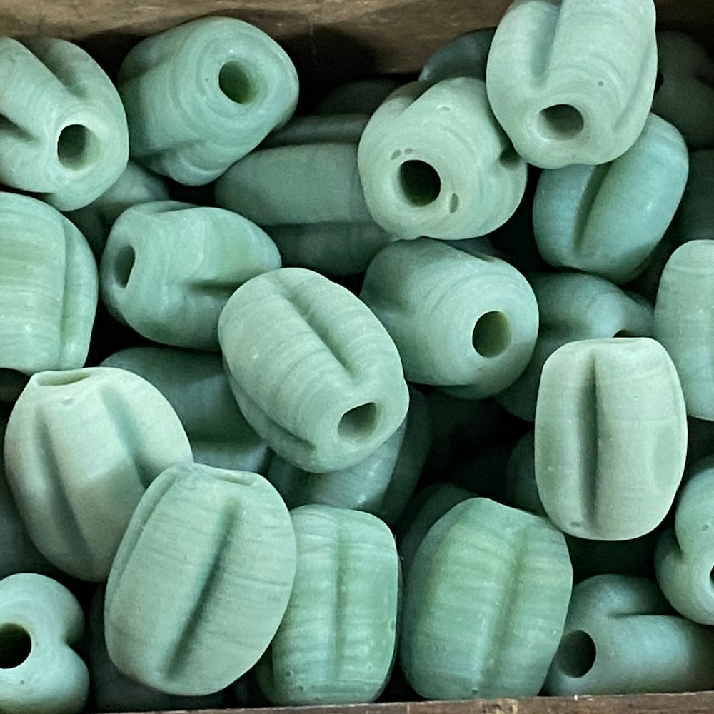 Melons - Teal Matte Opaque - Java Glass Lampwork Beads - (1 strand)