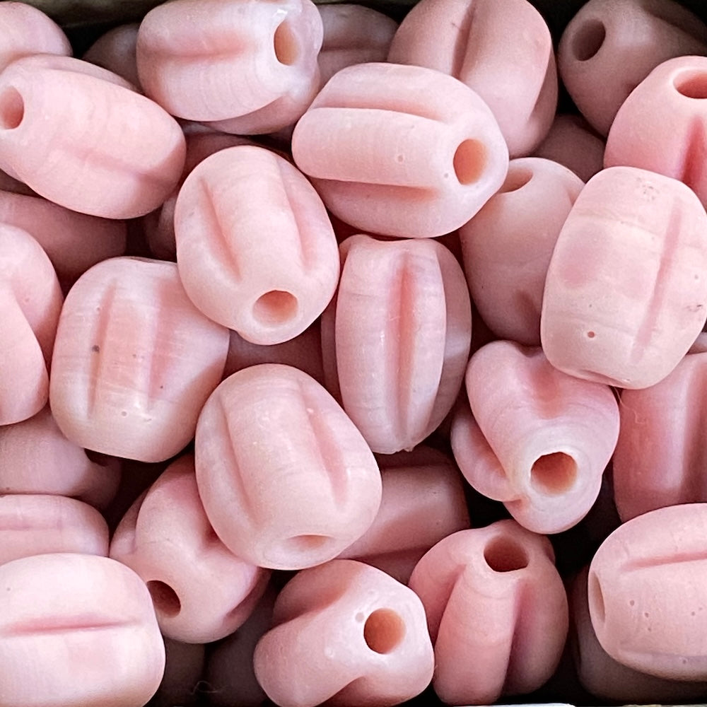 Melons - Pink Matte Opaque - Java Glass Lampwork Beads - (1 strand)
