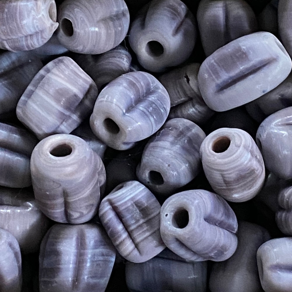 Melons - Purple Matte Opaque - Java Glass Lampwork Beads - (1 strand)