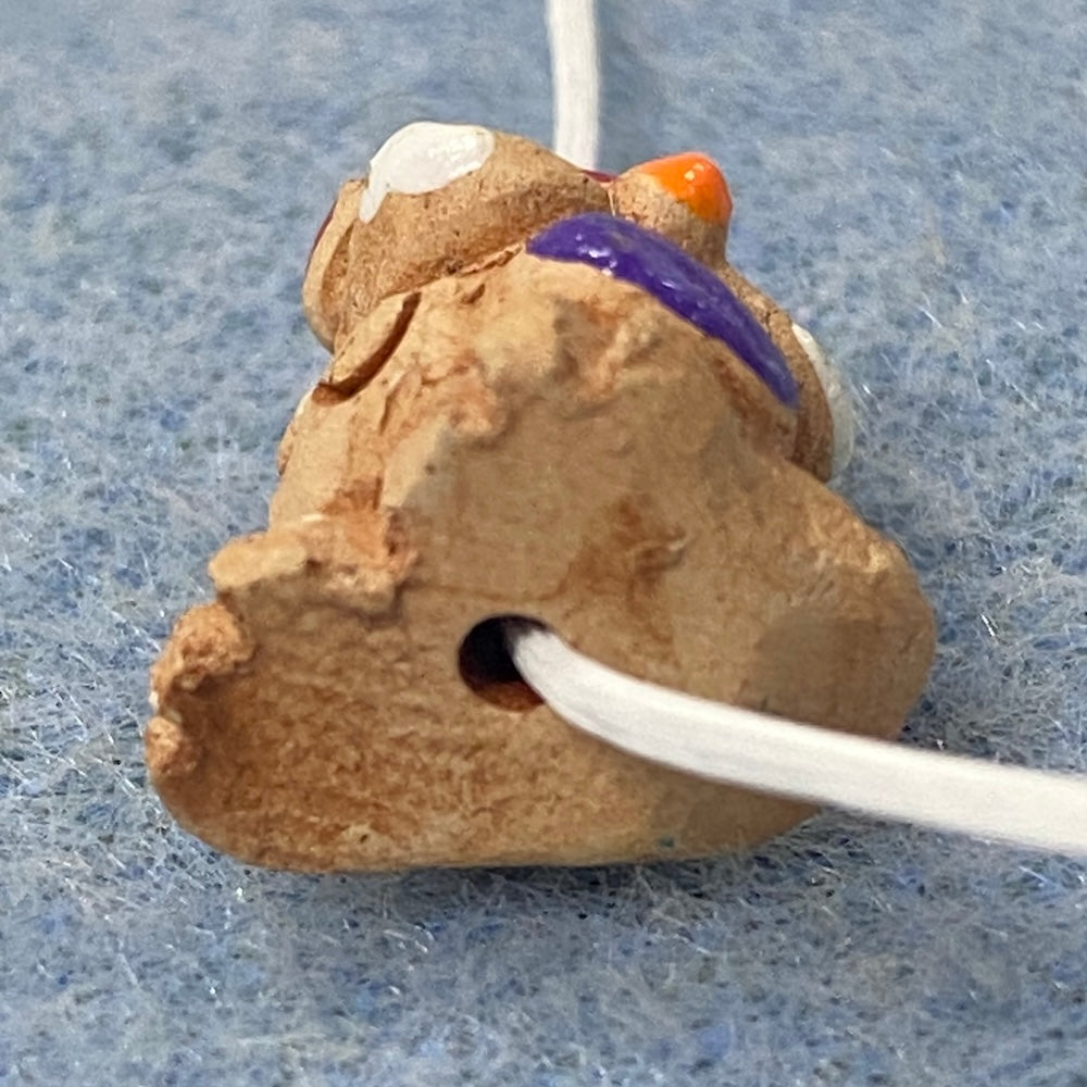 Rare Owl Bead (1) - Pink & Purple - Terracotta Clay Hand Painted Vintage Beads