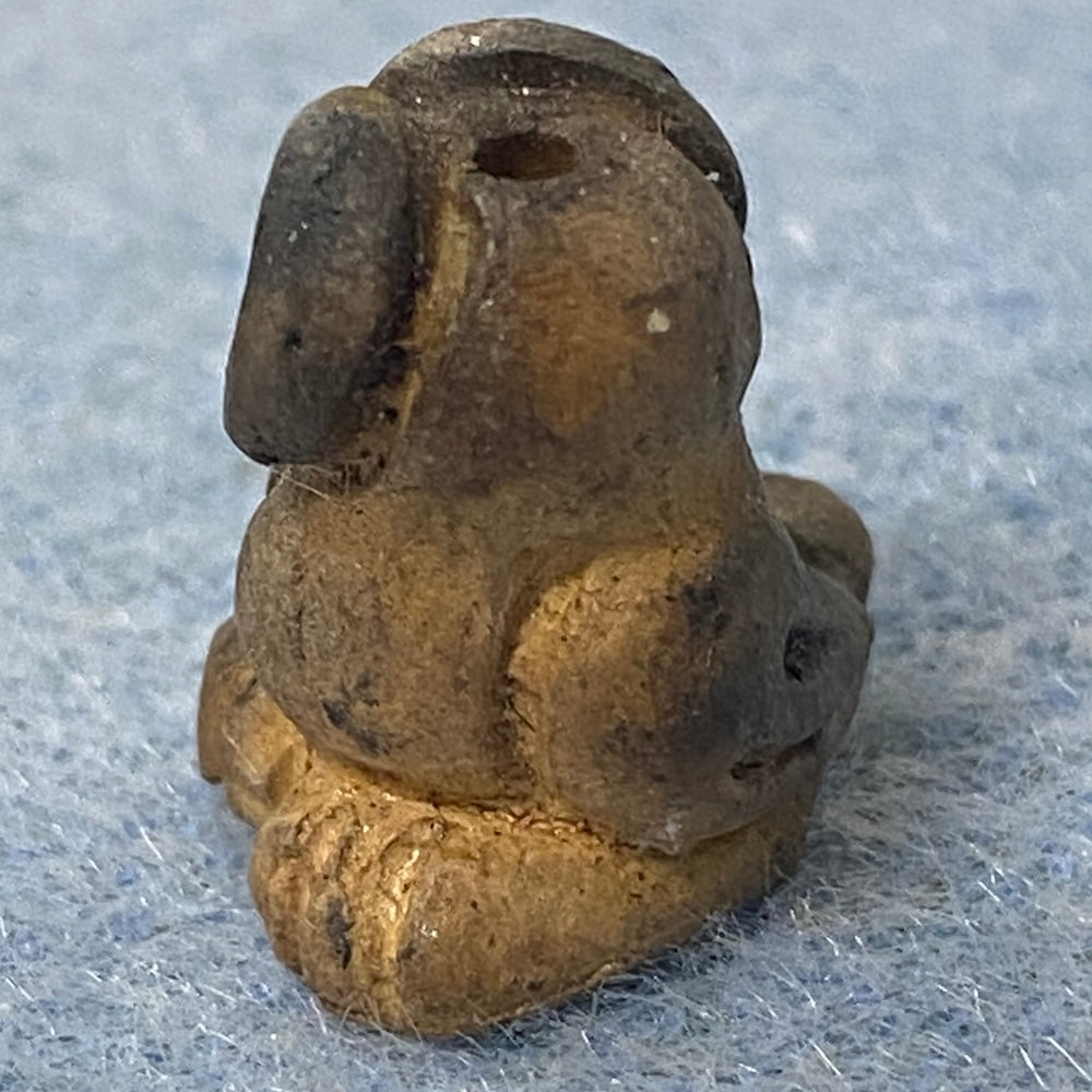 Rare Owl Bead (1) - Black - Terracotta Clay Hand Painted Vintage Beads