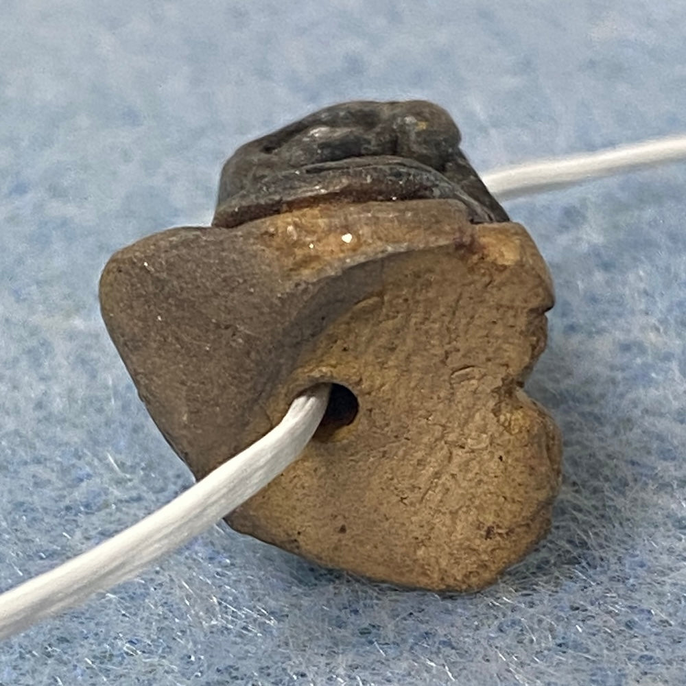 Rare Owl Bead (1) - Black - Terracotta Clay Hand Painted Vintage Beads