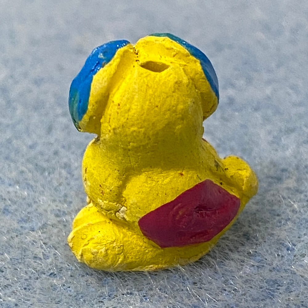 Rare Owl Bead (1) - Yellow - Terracotta Clay Hand Painted Vintage Beads