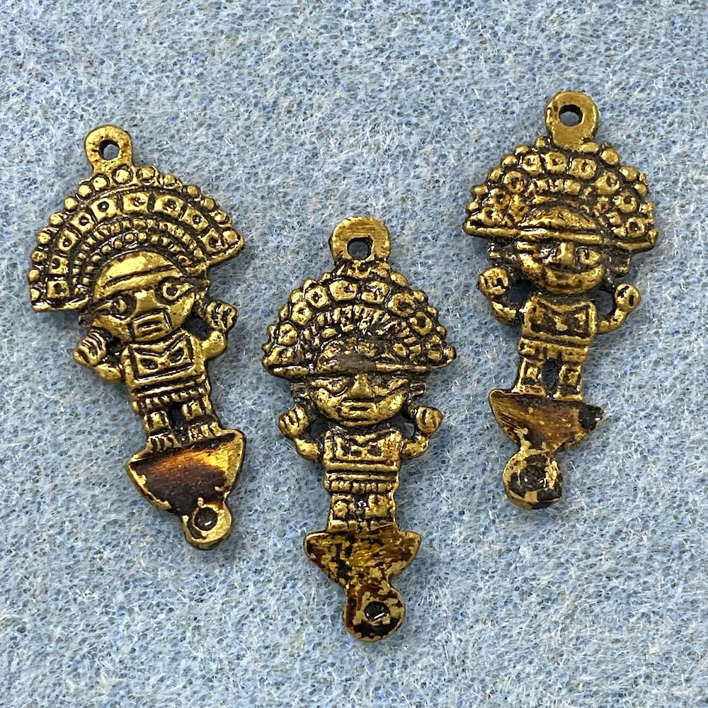 Tumi Pendant Connector (1) - Brass - Vintage Inca South American Charm