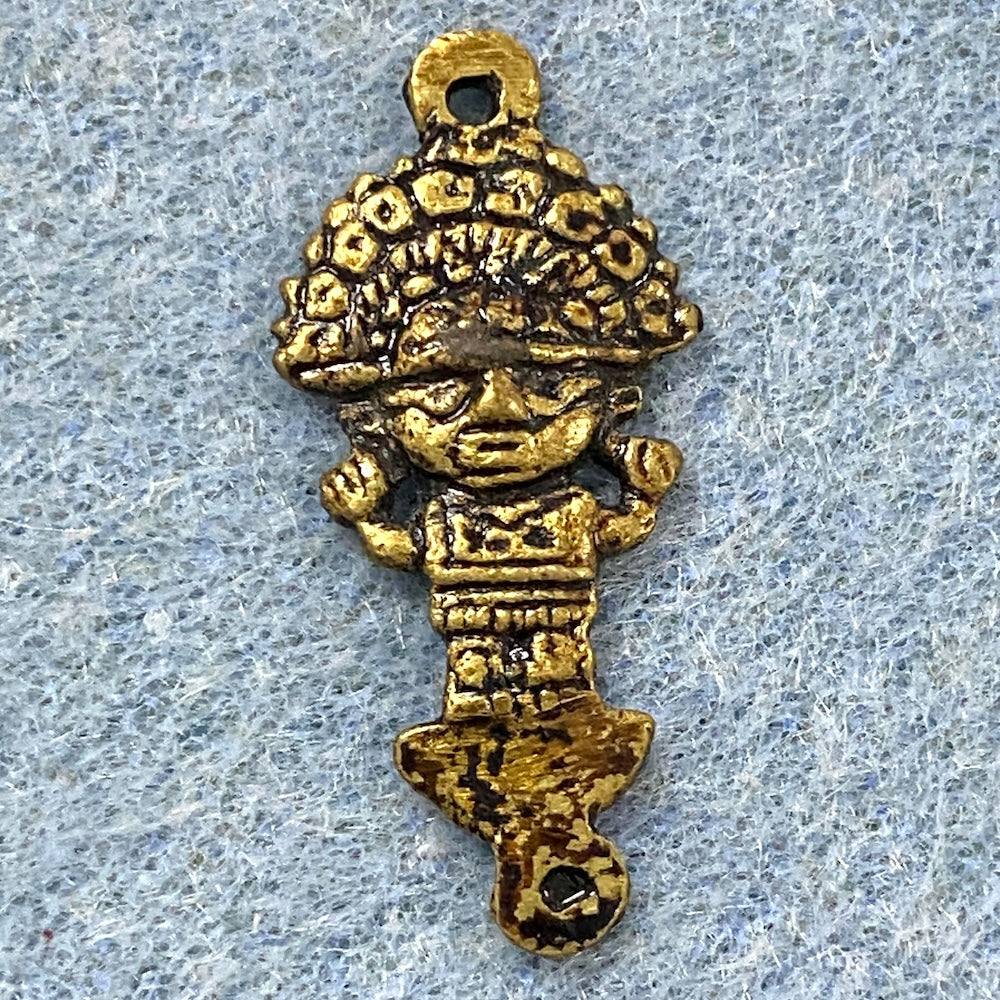 Tumi Pendant Connector (1) - Brass - Vintage Inca South American Charm
