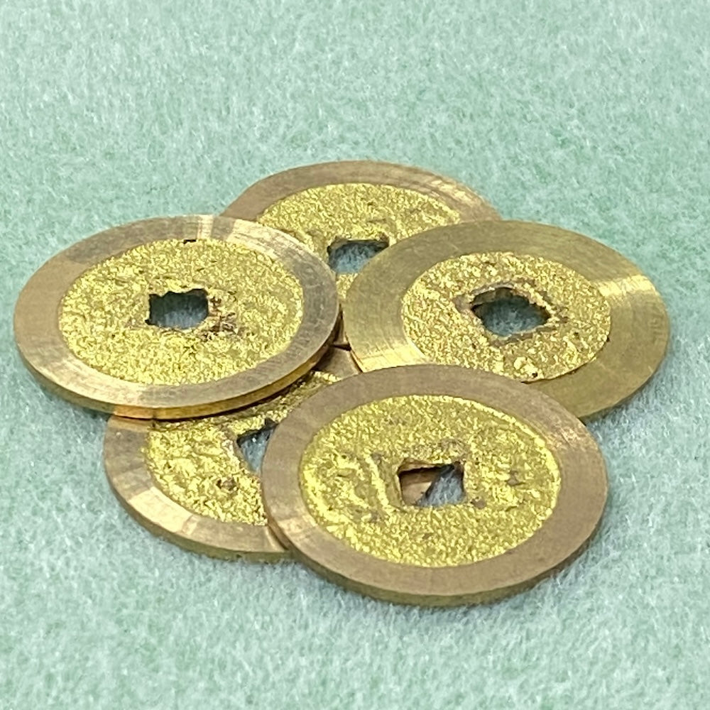 Cash Coins (5) - Gold Colour - Reproduction Currency from Indonesia