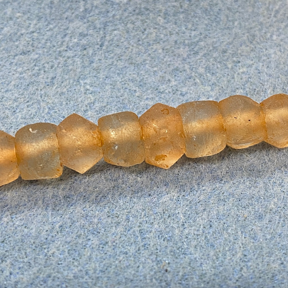 Rondelle - Orange Frosted Transparent - Java Recycled Glass Beads - (1 strand)