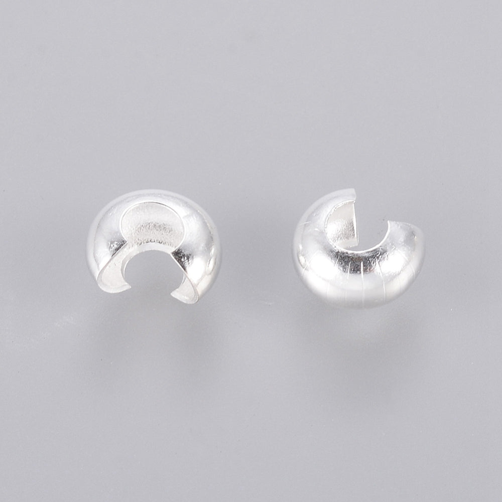 4mm Crimp Covers (50) - Silver