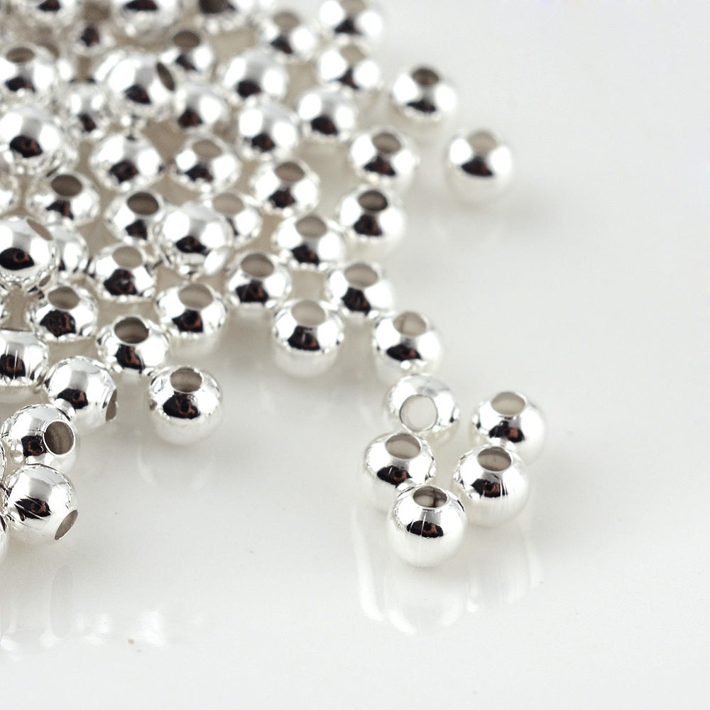 3mm Metal Beads (100) - Silver