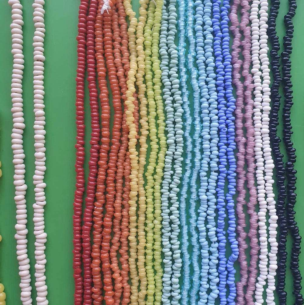 Donuts - White Opaque - Java Glass Lampwork Beads - (1 strand)