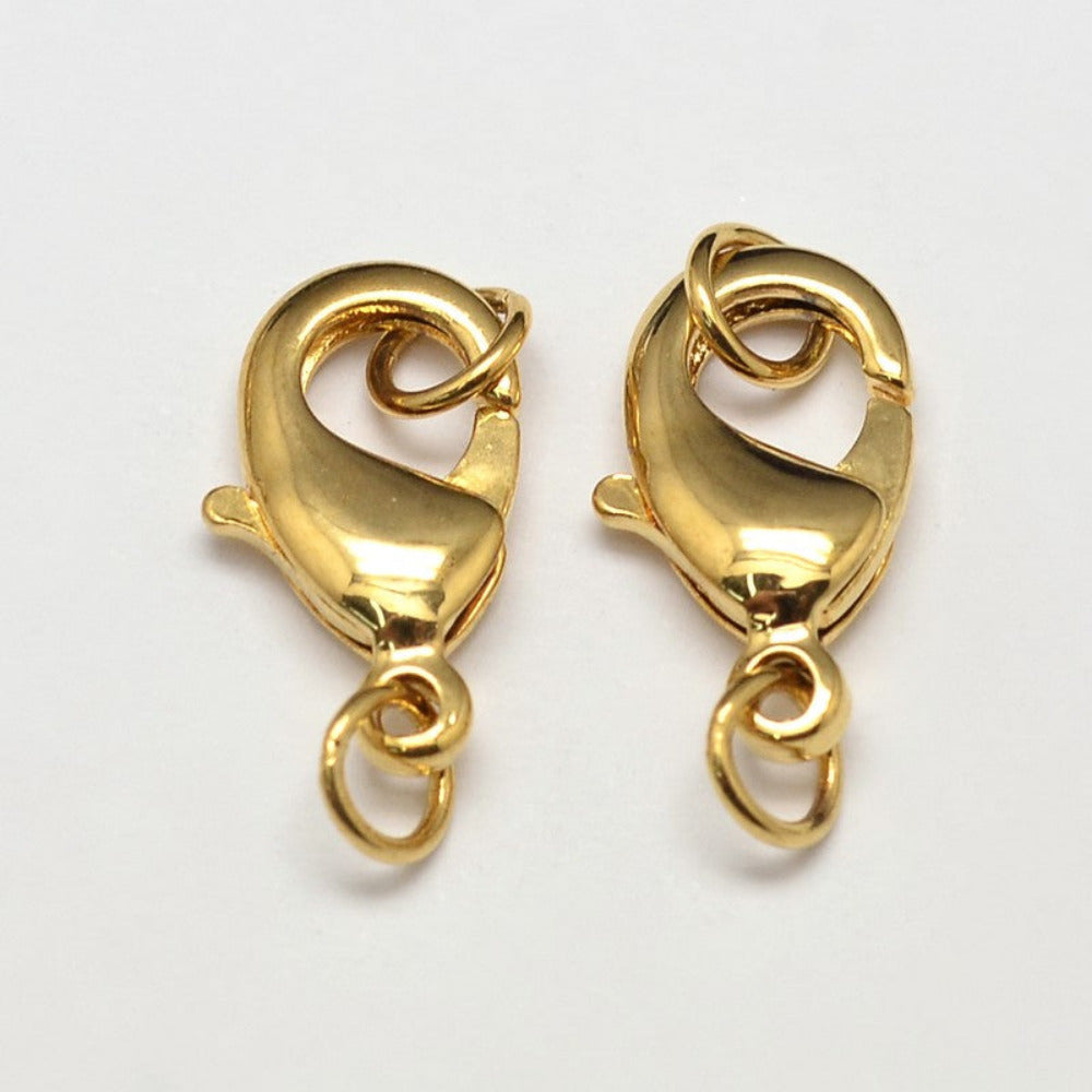 2 anti tarnish plated jewelry clasps with rings for the purpose of making a closure on a necklace or bracelet