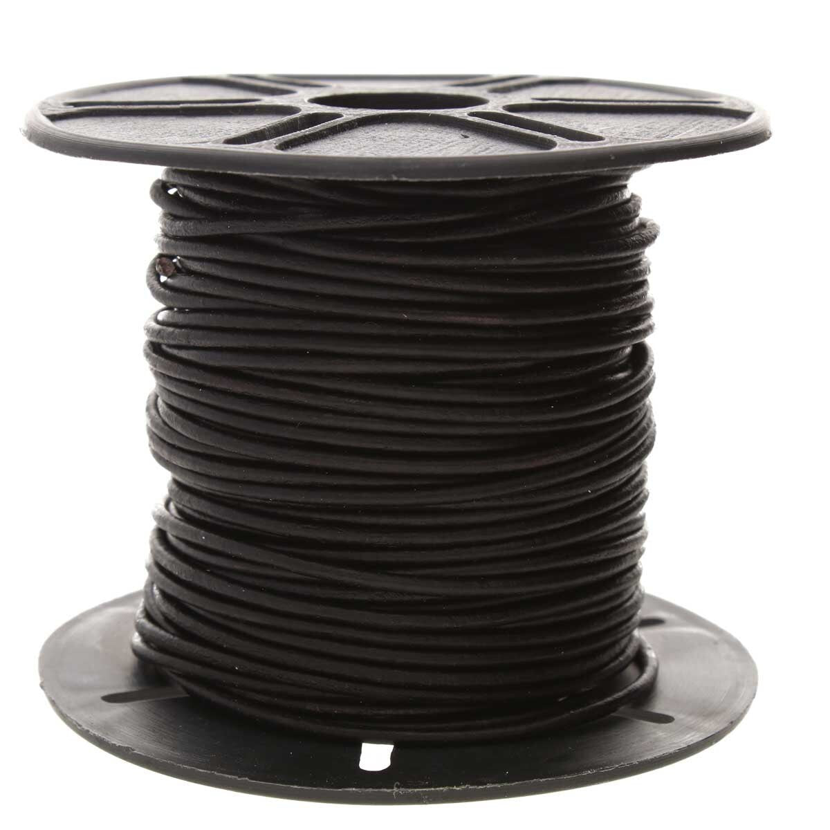 1.5mm Round Leather Cord - Black (1m)