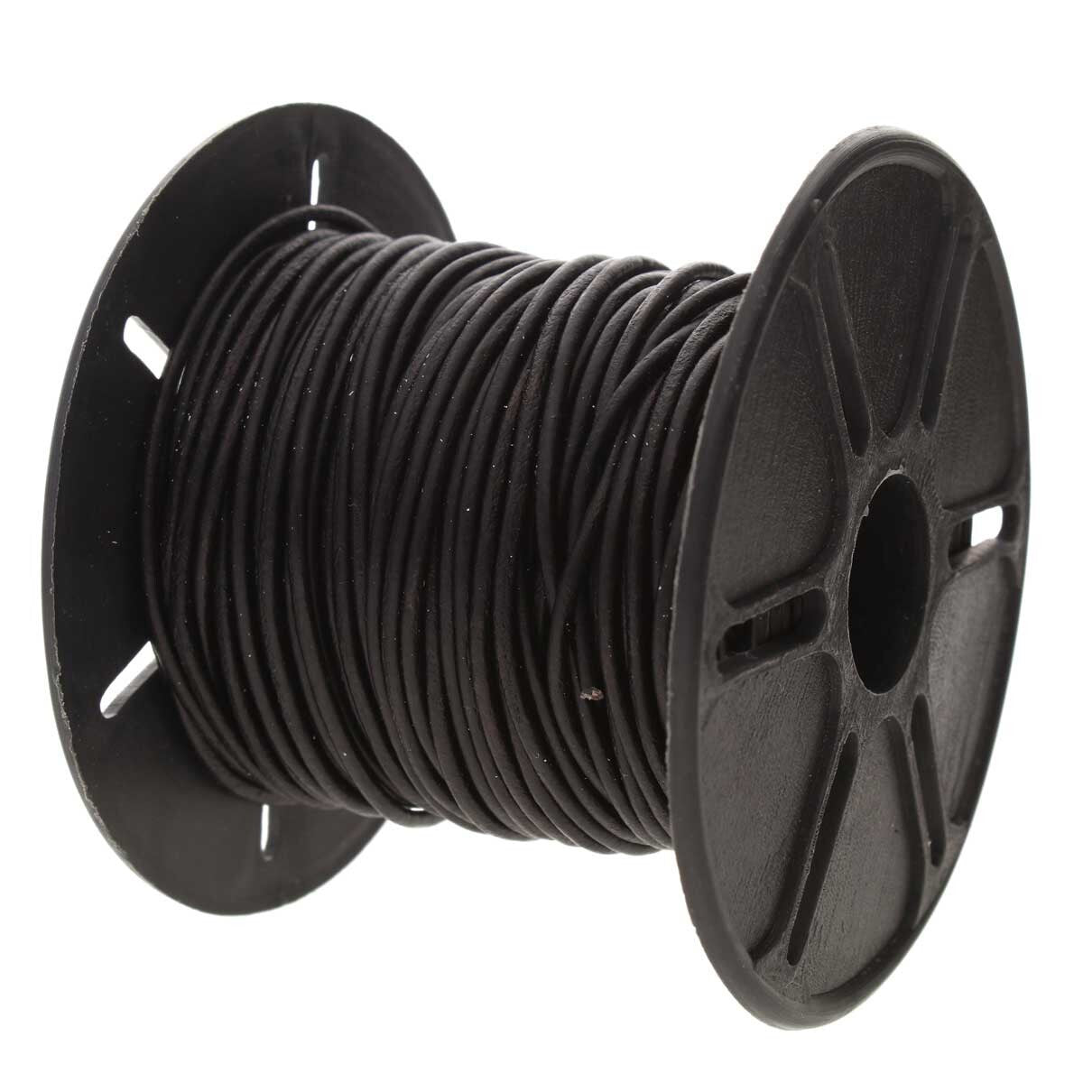 1.5mm Round Leather Cord - Black (1m)