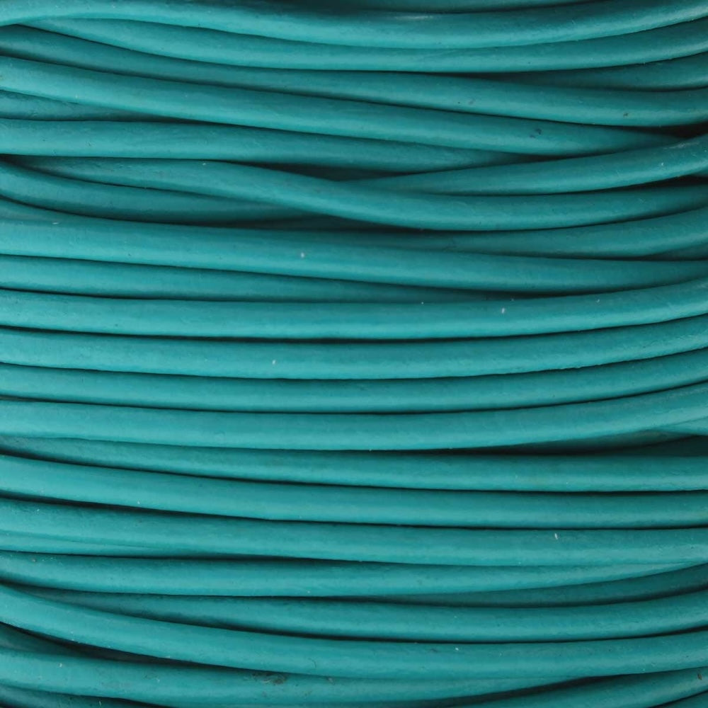 2mm Round Leather Cord (1m) - Turquoise