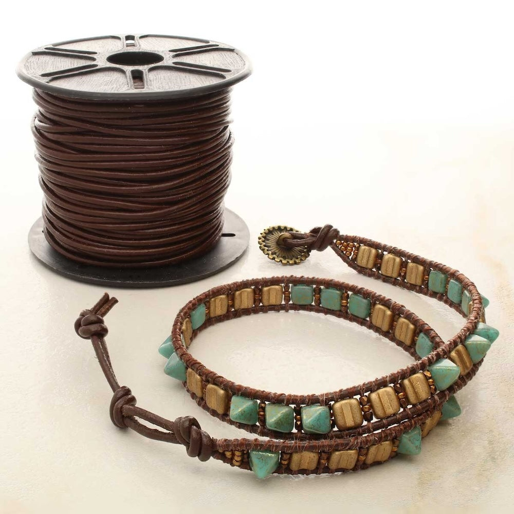 2mm Round Leather Cord (10m) - Turquoise