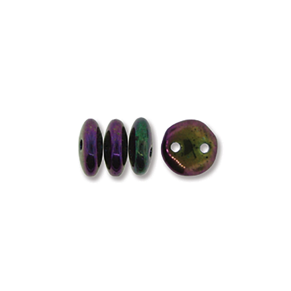 Lentil 2-hole Beads - Iris Purple 6mm - 1 strand