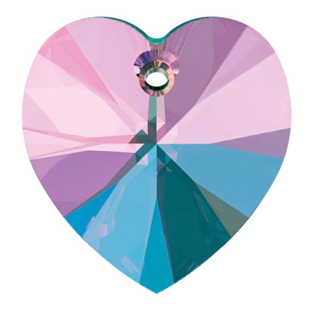 pink purple shade heart-shaped crystal on a white background