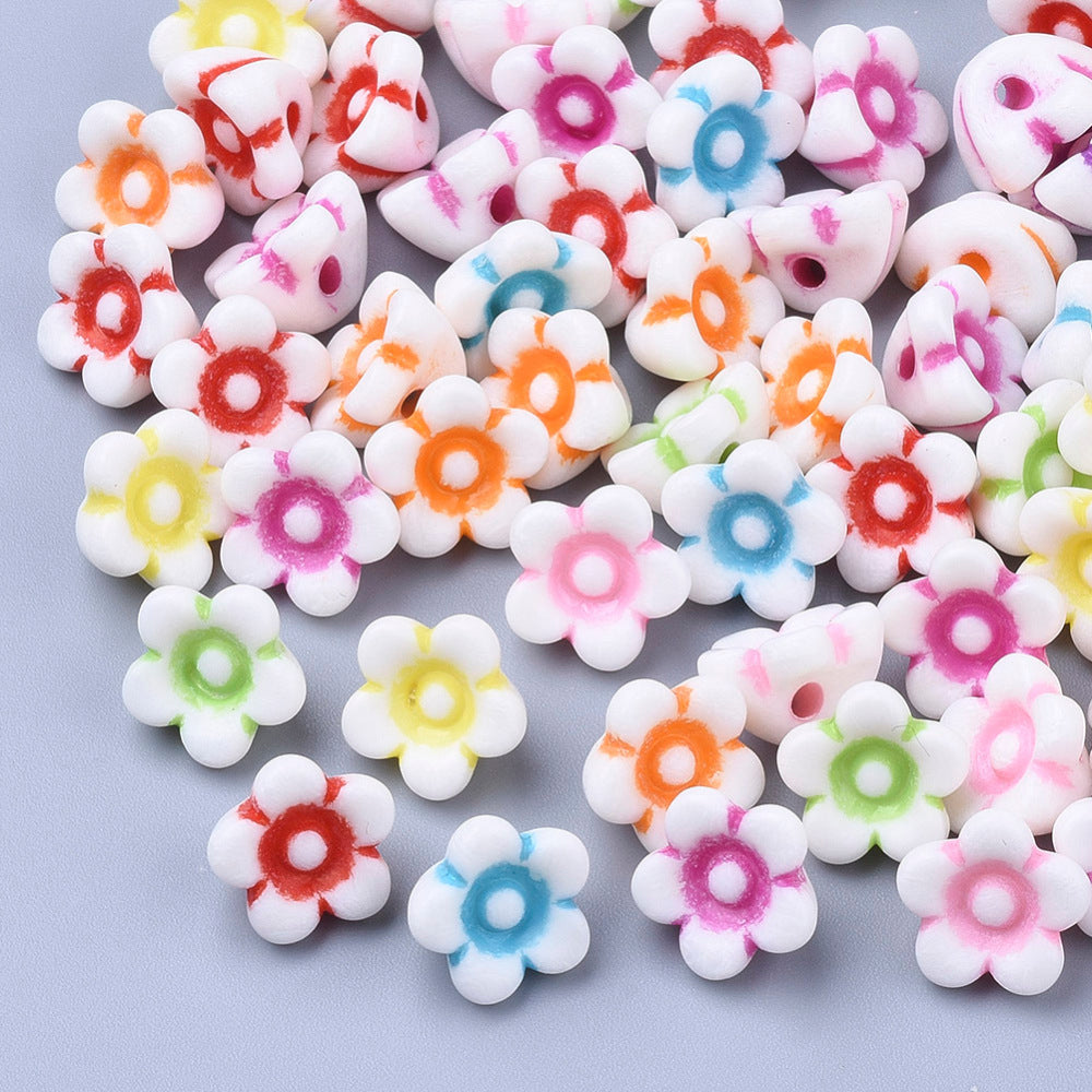 Flower Button Beads (100) - Mixed