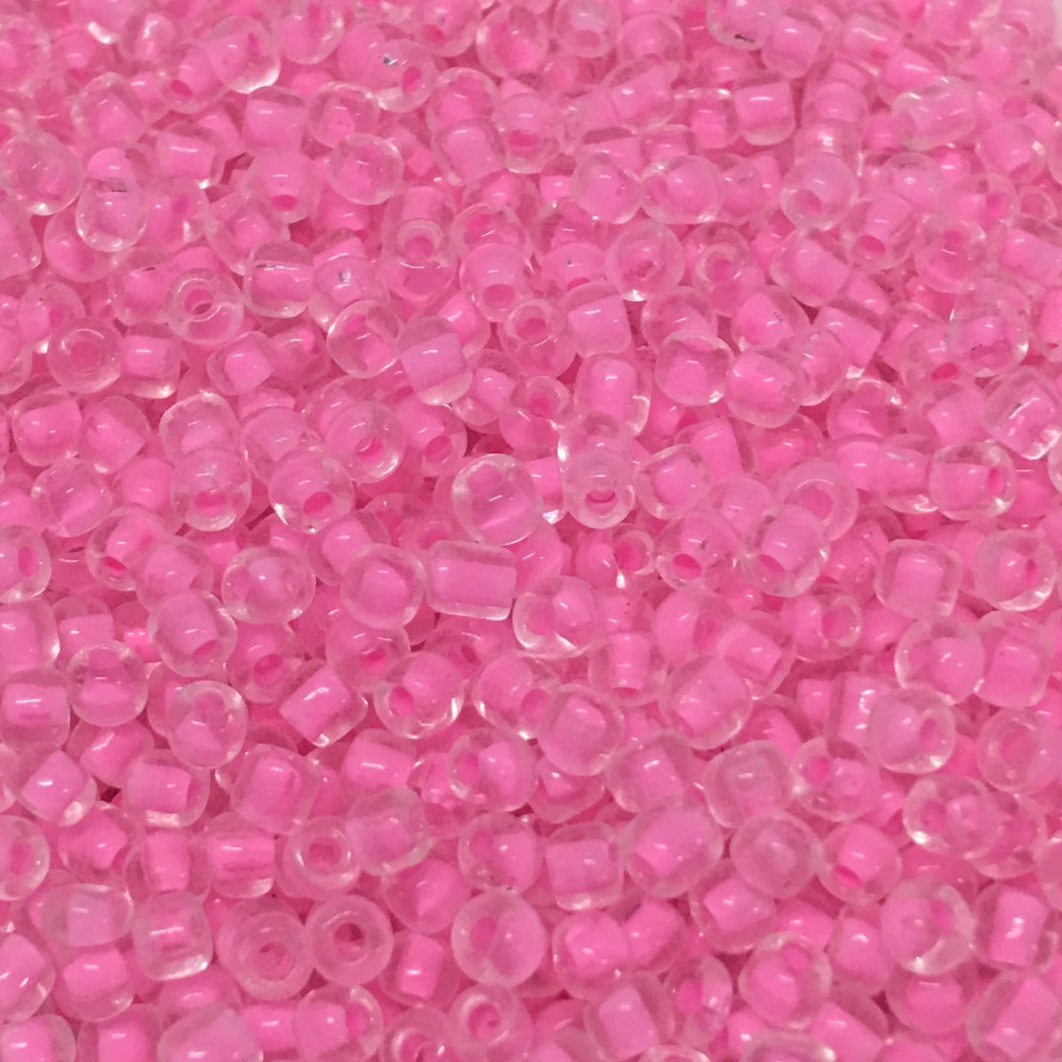 Medium Pink - 8/0 Lined Transparent (50g) - Seed Beads