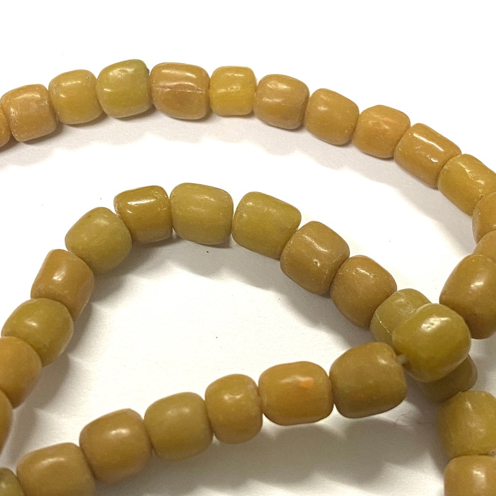 Tube - Mustard Opaque - Java Recycled Glass Beads - (1 strand)