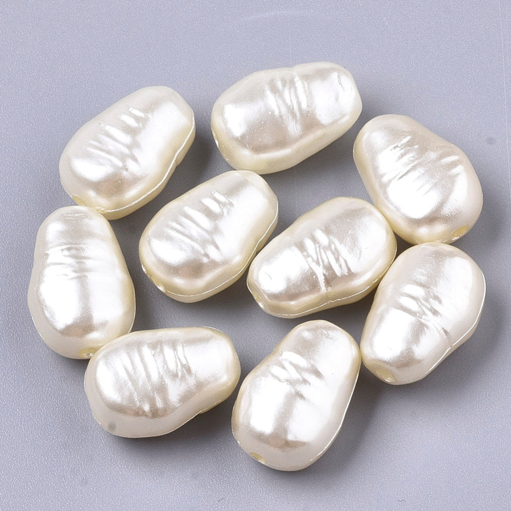 15x10mm Acrylic Potato Pearls (50) - Cream