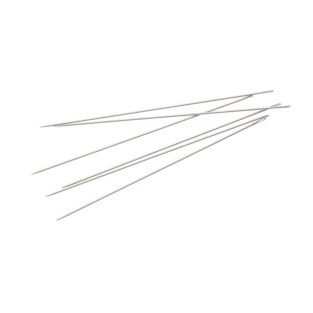 Hard beading needles on a white background