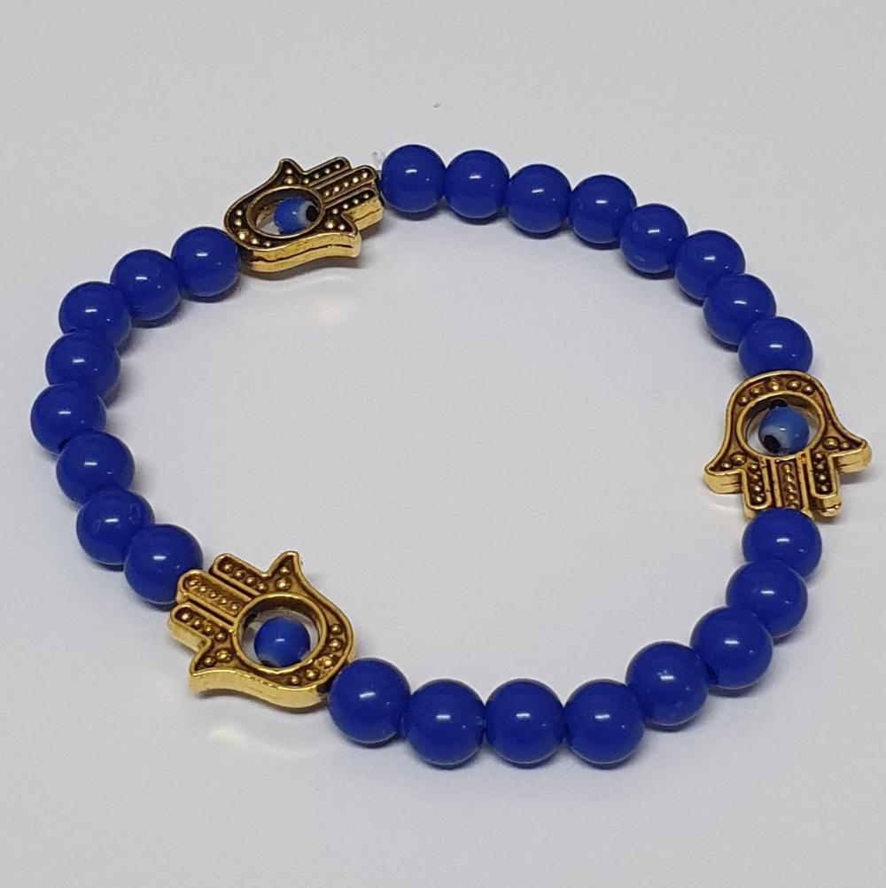 Hamsa Protection Bracelet Kit - Blue/Gold