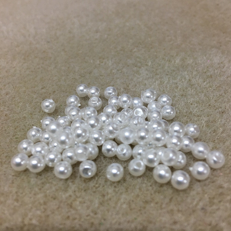 4mm Round Acrylic Pearls (500) - White