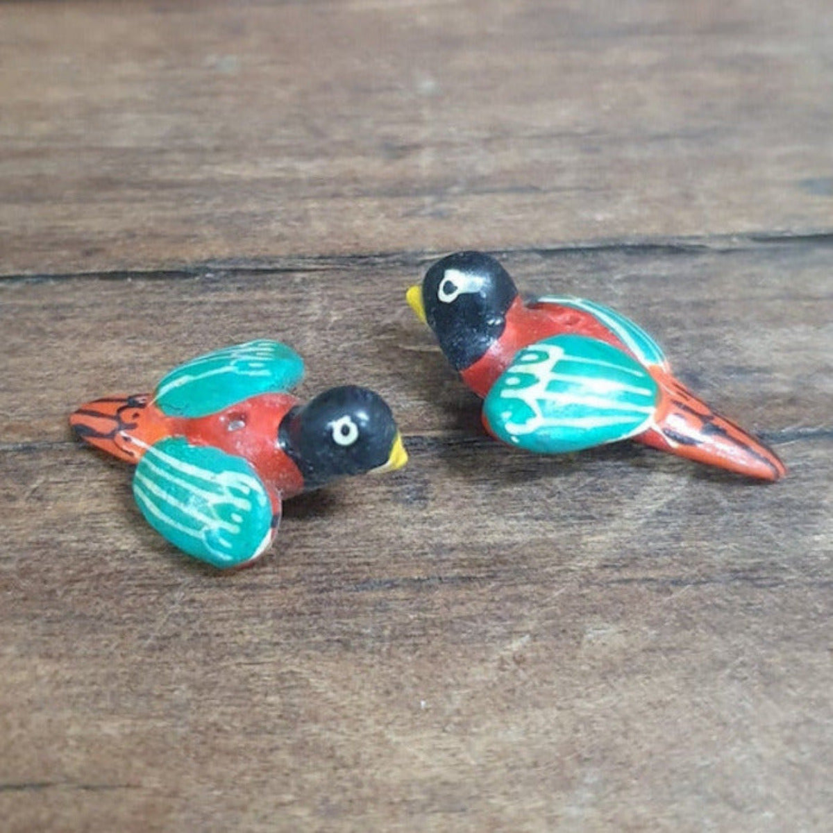 Rare Hand Made & Painted Clay Birds from Peru (2) #44