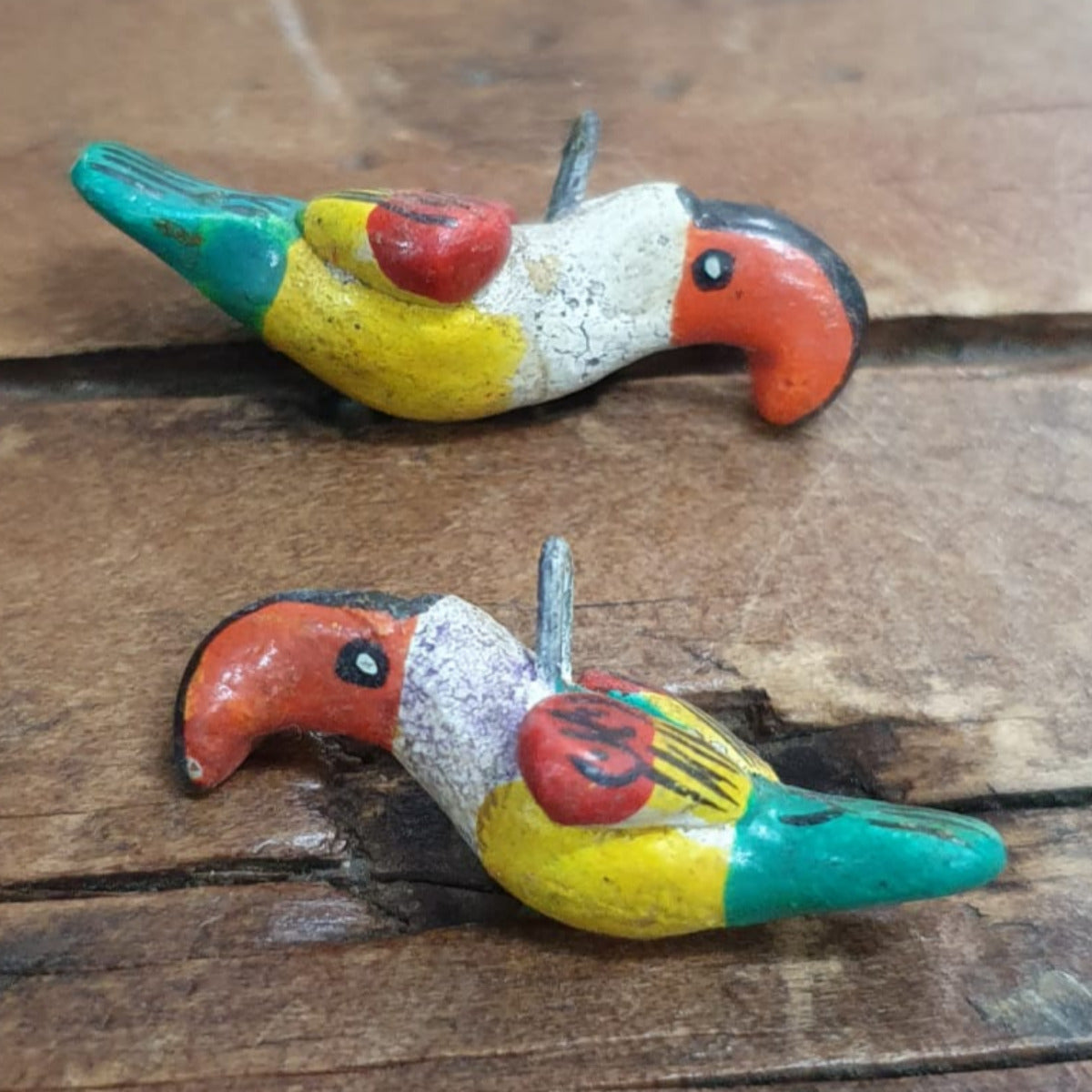 Rare Hand Made & Painted Clay Birds from Peru (2) #1 - Macaw
