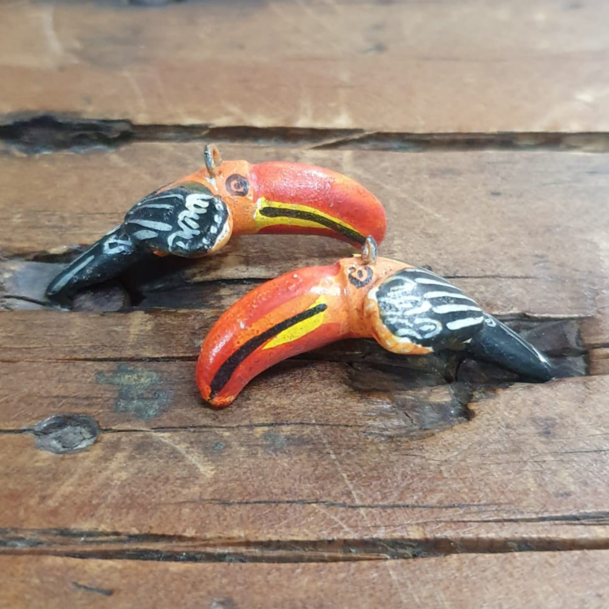 Rare Hand Made & Painted Clay Birds from Peru (2) #14 - Toucan