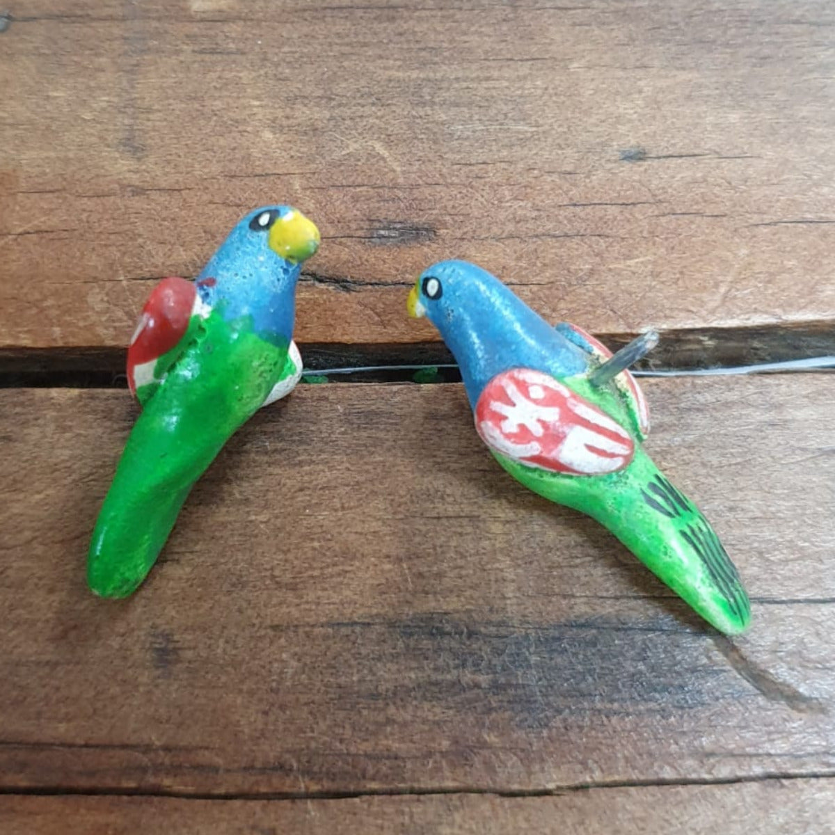Rare Hand Made & Painted Clay Birds from Peru (2) #16