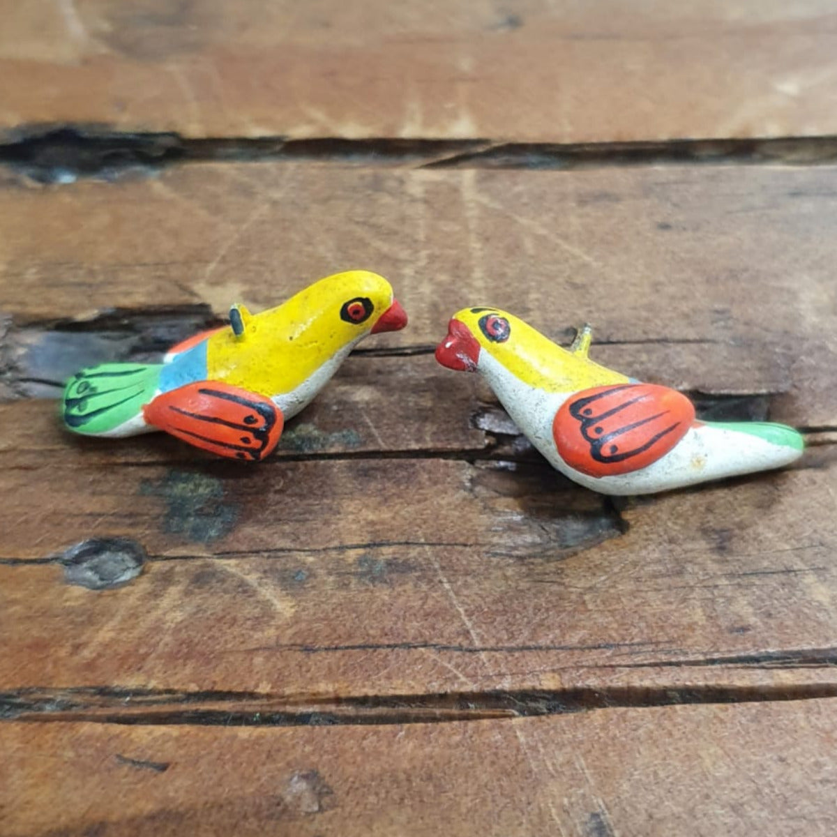 Rare Hand Made & Painted Clay Birds from Peru (2) #18