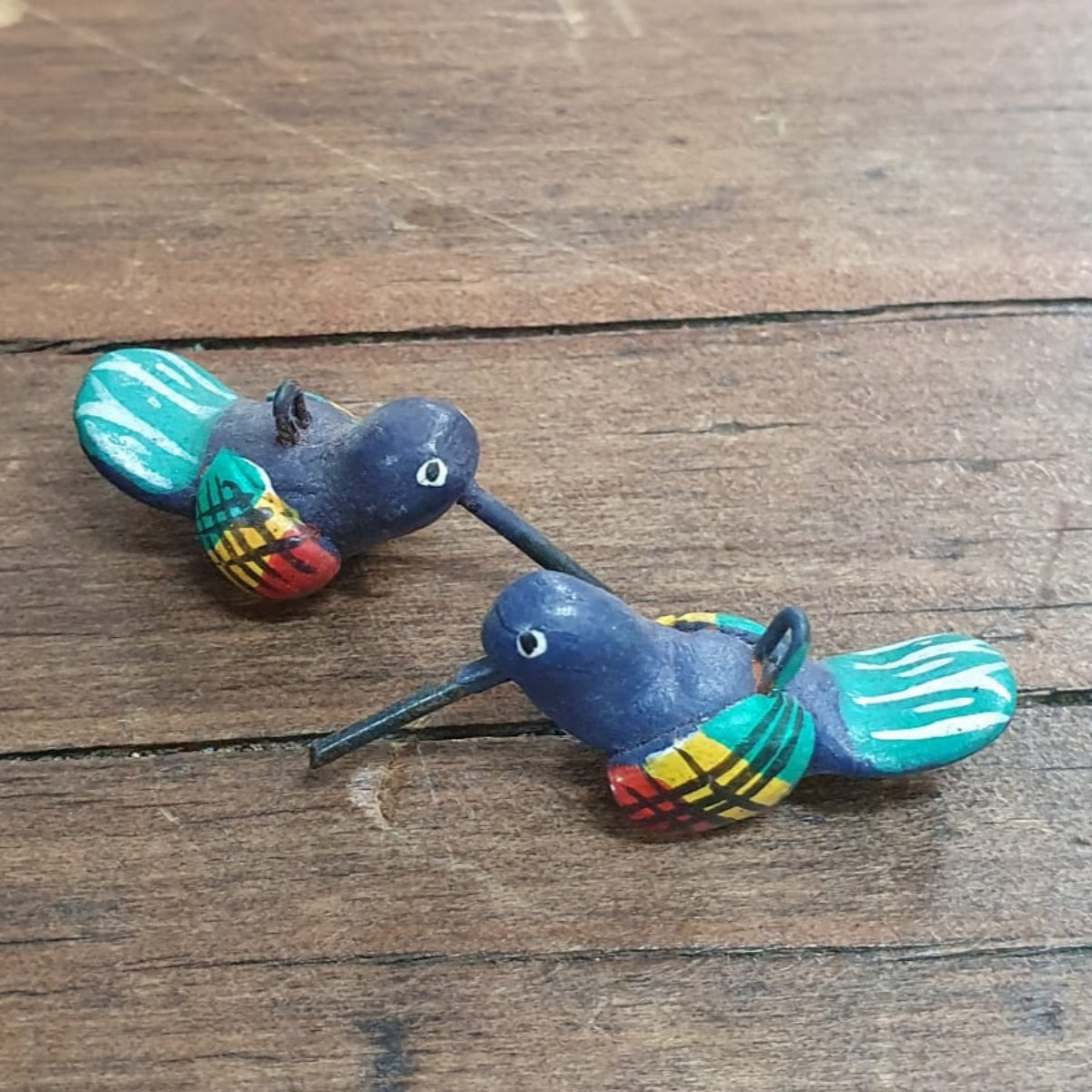 Rare Hand Made & Painted Clay Birds from Peru (2) #2 - Humming Bird