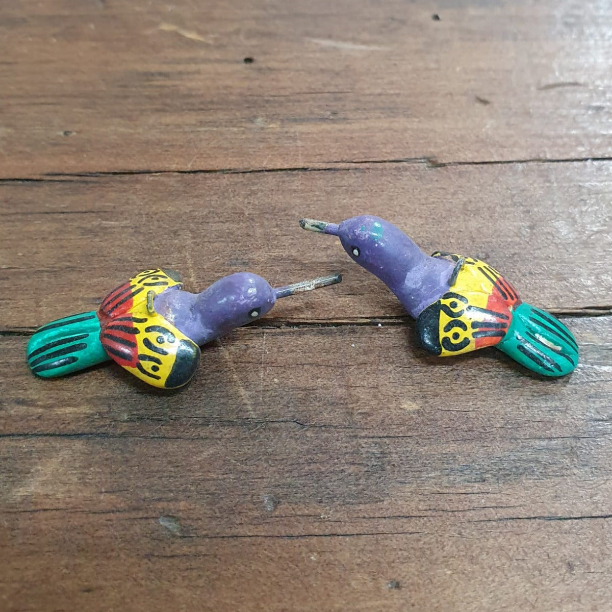Rare Hand Made & Painted Clay Birds from Peru (2) #23