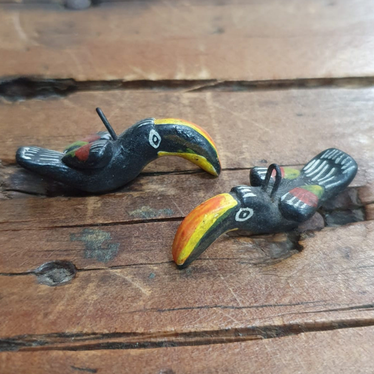 Rare Hand Made & Painted Clay Birds from Peru (2) #24 - Toucan