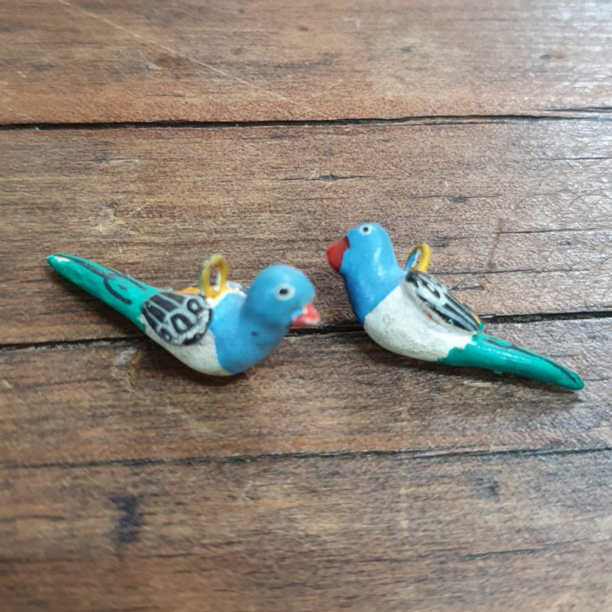 Rare Hand Made & Painted Clay Birds from Peru (2) #25
